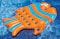 60.5" Orange & Blue Inflatable Sun Fish Swimming Pool Floating Raft